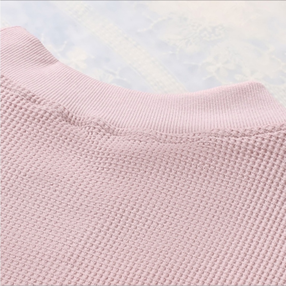 Last 1! #23 Classic Blush Pink Waffle Weave L.S. Top - Picture 10 of 14